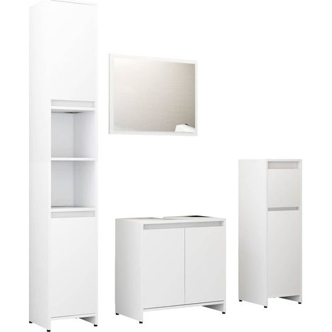 vidaXL Juego de muebles de baño 4 piezas madera ingeniería blanco (1/2)