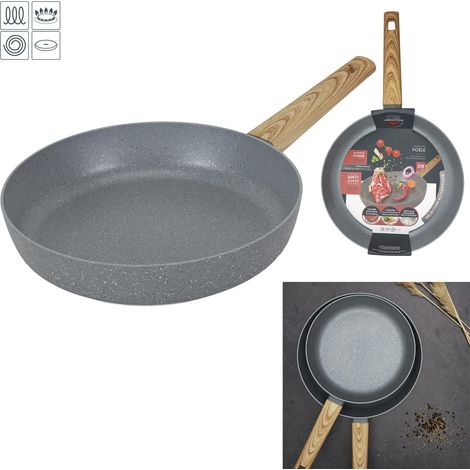 Poele Aluminium Forge Manche Effet Bois 28cm