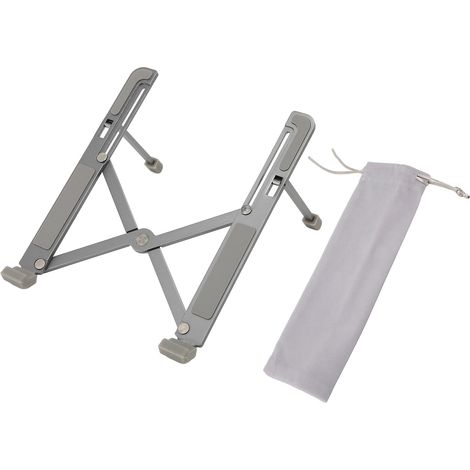 Support pliable pour ordinateur portable, design ergonomique antidérapant, léger et transportable, compatible 9 à 15,6 pouces, gris (1/5)