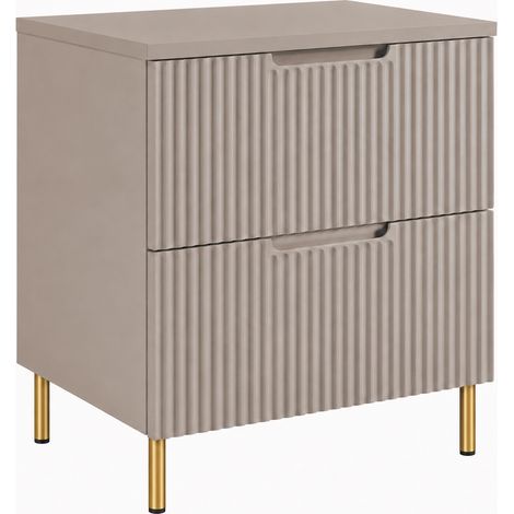 Mobile sottolavabo con piedini 60 cm, 2 cassetti, con piano, chiusura ammortizzata, Cashmere / piano Rovere Chiaro, gambe dorate, 60 x 46 x 73,6 cm (1/5)