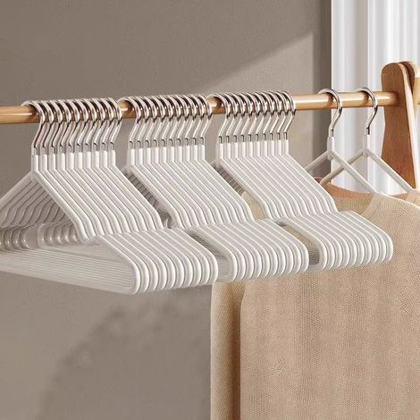 Cintres antidérapants sans marque d'épaule renforcés, couleur blanche, lot de 30, pour maison et dortoir, rangement et séchage des vêtements (1/3)