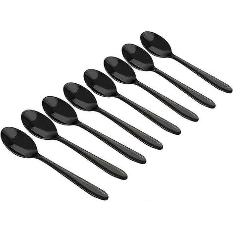 Cuillères en acier inoxydable noir, finition brillante, 12,7 cm (5 pouces), lot de 8. (1/5)