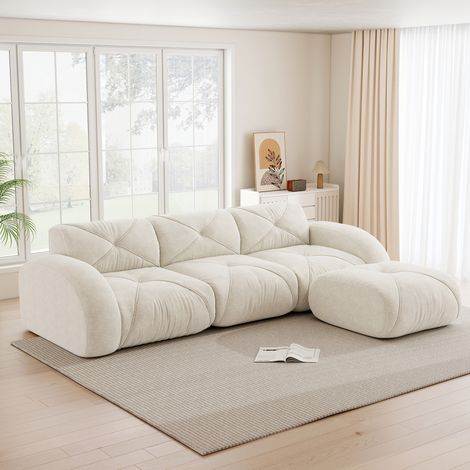 Sofá modular sin montaje chenilla beige claro OKMYHOME (1/5)