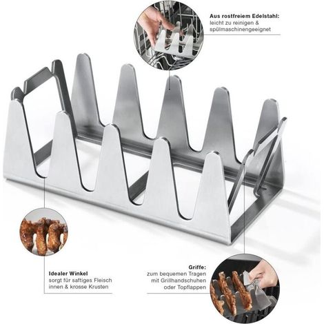 19.59.57cm Accessoires de Grille Support de Cuisson Vertical pour côtes, côtelettes, T-Bones, Fiorentine, Ribs et légumes. Convient à Tous Les Types de Barbecue et Four. (1/5)