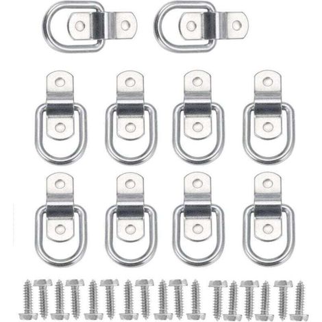 10Pcs D Anneau D'arrimage Anneau d'ancrage de Charge Ancrage de Remorque Anneau D'arrimage Forgé avec 20 Pièces Vis pour Sécuriser la Charge dans Le Camion Remorque (1/4)
