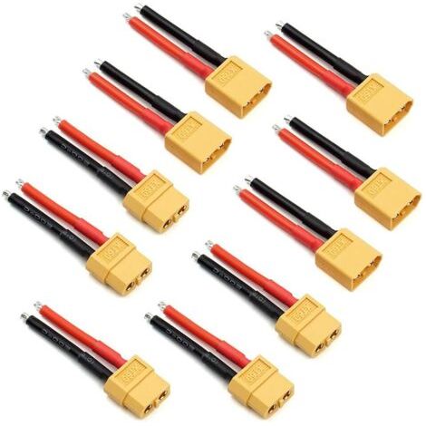Packung mit 5 Paar XT60-Steckern (weiblich und männlich) mit 14 AWG Silikonkabel für LiPo-Akkus, RC-Drohnen, Autos und Boote