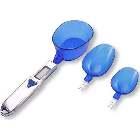 Balance de cuisine numérique avec 3 cuillères à mesurer pesant et ingrédient liquide sec Thé au lait Farine d'épices Médecine 1 1lb / 500g (0 1g) Balance de milligramme écran LCD portable (1/4)
