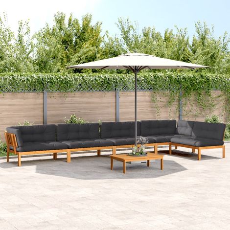 6-tlg. Garten-Sofagarnitur aus Paletten mit Kissen Akazienholz (1/5)