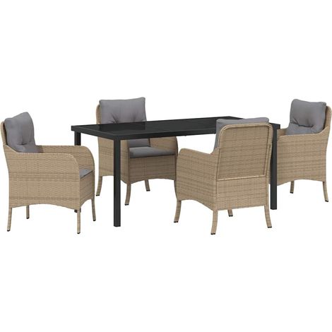 Maison Exclusive - Ensemble de salle à manger pour jardin 5 pcs Beige polyrotin (1/5)