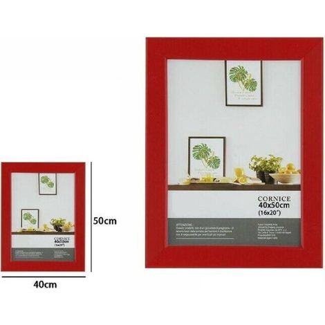 TRADE SHOP - Cornice Per Foto Fotografie Quadri Tele Dimensioni 40 X 50 Cm Rossa Portafoto -