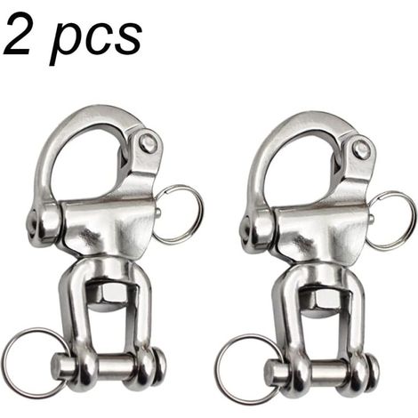 Lot de 2 mousquetons pivotants en acier inoxydable 316, maillons rapides, mousqueton à ressort à dégagement rapide pour drisse de voilier, 70 mm (1/5)