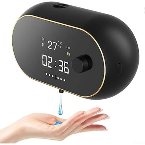 Automatischer, berührungsloser, wandmontierter Handdesinfektionsmittelspender mit Infrarotsensor, Zeit- und Temperaturregelung sowie USB-Ladeanschluss für Küche und Bad (weißes Gel), 450 ml
