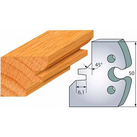 Jeu de 2 Fers Profilés Acier HT 50 x 5,5 mm - N°276 Assemblage 45° - Outil de menuiserie - Diamwood
