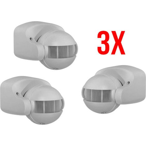 3X SENSORE DI PRESENZA DI MOVIMENTO AD INFRAROSSI 180° PIR CREPUSCOLARE RILEVA PRESENZE - DISCORAMA®