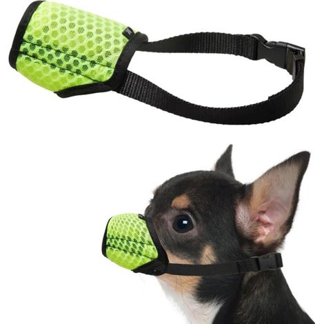 Muselière pour chien, muselière souple en maille pour chiens de petite, moyenne et grande taille, muselière pour chiots (vert fluorescent) (1/5)