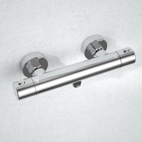 Mitigeur de Douche Thermostatique à fixation murale anti-brûlure, Robinet Douche avec Contrôle de Température Constant pour Douche et Baignoire Chrome (1/5)