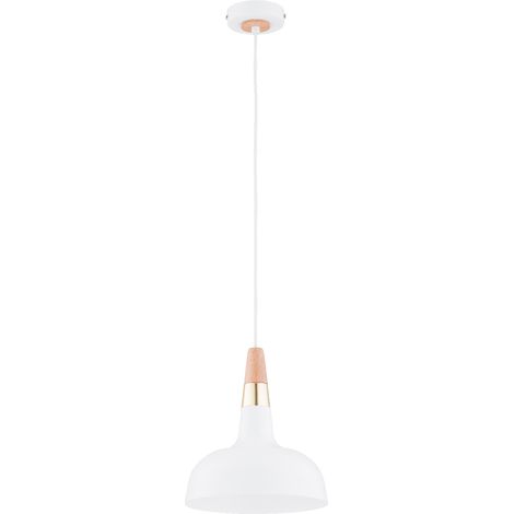 Suspension moderne blanche bois Ø23 E27 Rodos Alfa (1/3)