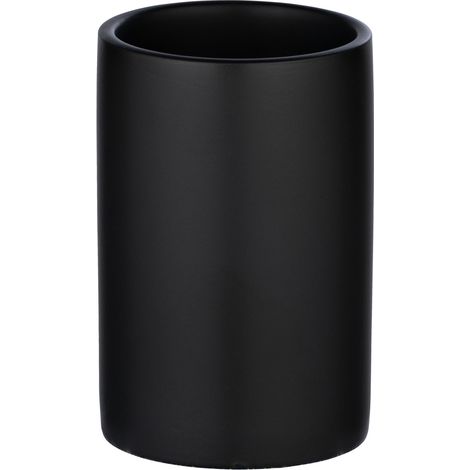 Gobelet Salle de Bain, Porte Brosse à dent céramique, Polaris noir mat (1/5)