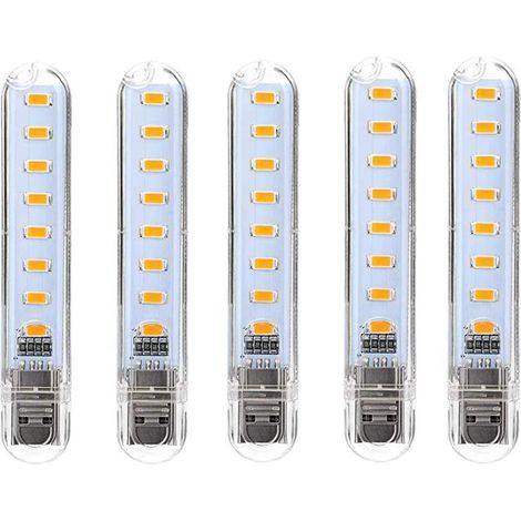 USB-LED-Licht, LED-Mini-tragbares USB-Licht, 5-teiliges Computer-Tastaturlicht, für PC, Computer, Powerbank (Kaltweiß) [Energieklasse G]