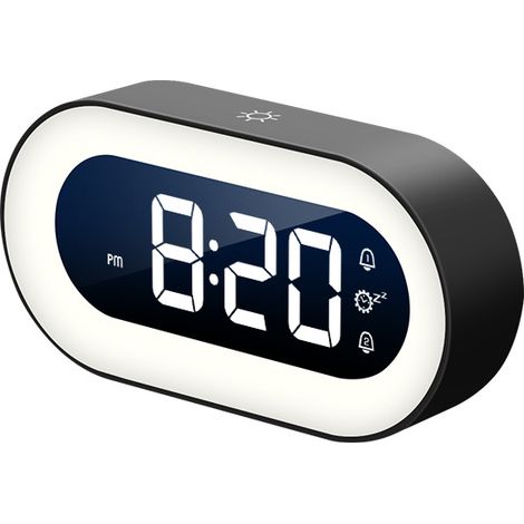 Wecker – multifunktionaler LED-Wecker – geräuschloser elektronischer Nachttischwecker mit Nachtlicht – Schlummerfunktion – 2 Alarme (1/2)