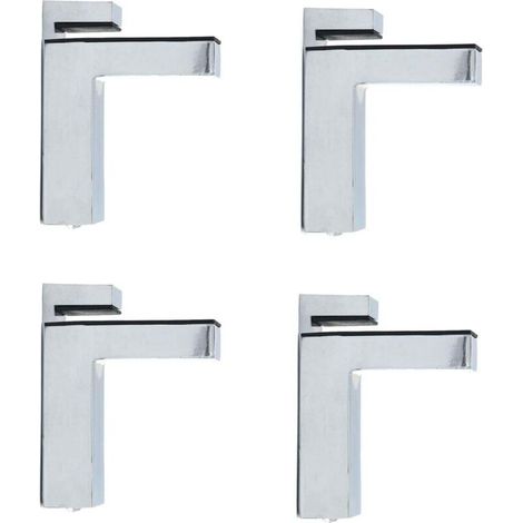 Lot de 4 pinces en verre en forme de F à fixation murale ajustable 6 à 28 mm d'épaisseur en alliage de zinc Finition chromée Support d'étagère