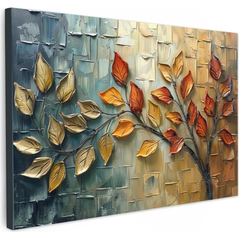 TABLEAU SUR TOILE Arbre - Abstrait - Nature - Art Tableau Cuisine Décoration murale 90x60 cm