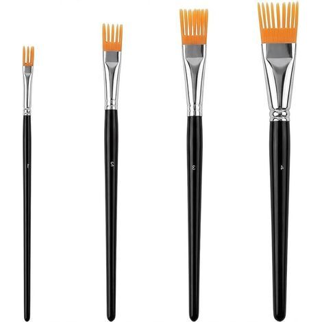 Ensemble de 4 pinceaux à grain professionnels, pinceaux plats texturés pour acrylique, huile, aquarelle et gouache, tailles variées (1/5)