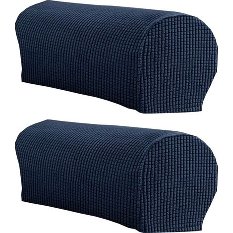 Lot de 2 housses d'accoudoir de canapé élastiques bleu marine protection adaptée à la plupart des canapés (1/4)