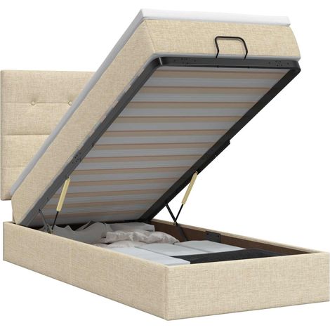 Maison Exclusive - Lit ottoman avec matelas Crème 100 x 200 cm Tissu (1/5)