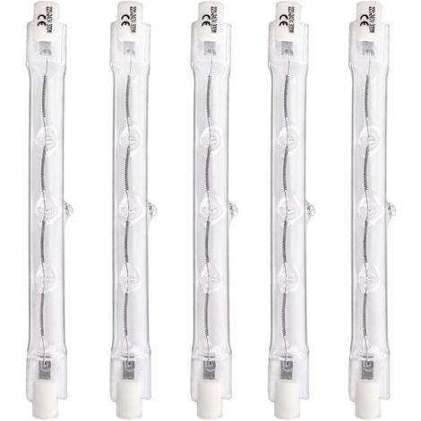 royaluxe-Ampoules Halogènes Linéaires R7s 118mm 300W, Dimmable Blanc Chaud 2700K 4500LM, 220V Projecteur à Double extrémité R7s pour Plafonniers, Éclairage paysager, Lumière de travail de sécurité, 5 