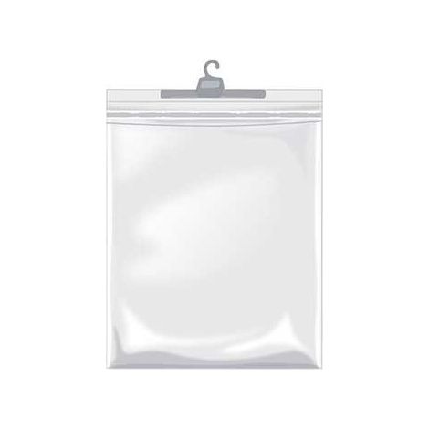 Bolsa de plástico con adhesivo y percha Soria                         Nº1 25 x 30 + 9 cm