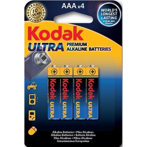 Pilas alcalinas Kodak Ultra Premium K3A-4 LR3, blíster = 4 unidades.