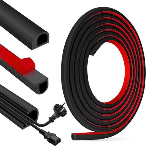 Goulotte Passe Cable adhésive Cache Fil Electrique Flexible goulotte Cache Cable Mural à Ouverture latérale Passage Fil Electrique (22mm×10mm×1m, Noir) (1/5)