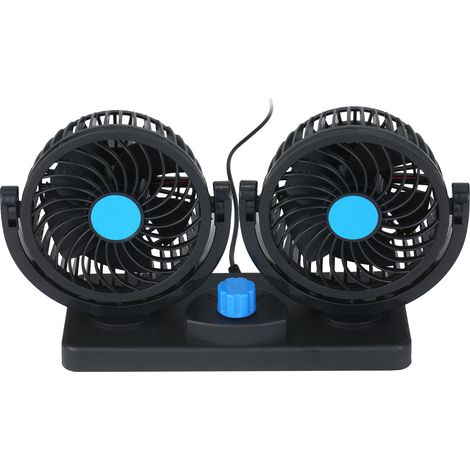 Ventilateur USB 12V double tête rotatif 360° ventilateur de bureau 6.5W circulateur d'air puissant 2 vitesses cordon USB 1m voiture camion bureau chambre