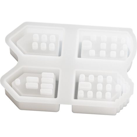 4 Moules en silicone, forme maison 3D avec détails portes fenêtres, pour bougies savon chocolat glaçons, décoration Noël DIY (1/5)