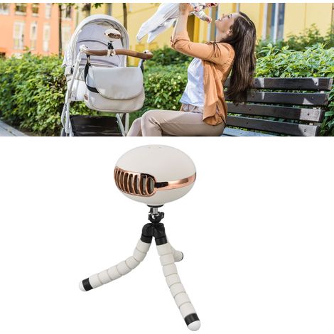 Kinderwagenventilator, quallenförmiger elektrischer Ventilator, Multifunktionsständer, USB-aufladbarer tragbarer Ventilator, weiß (1/5)