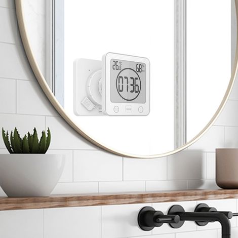 Horloge minuteur étanche salle de bain, convient pour écran LCD large, alarme, température et humidité murale (1/5)