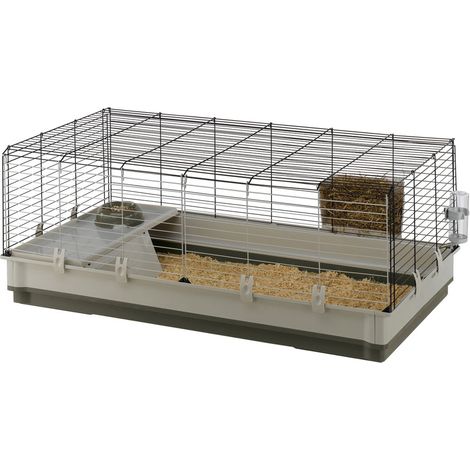 Ferplast KROLIK  Gabbia per conigli e porcellini d'India dall'ampio spazio abitativo. Variante EXTRA LARGE - Misure: 120 x 60 x h 50 cm - Grigio