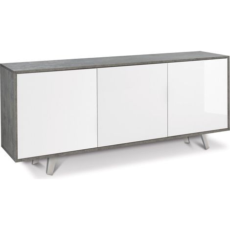 Mobile 3 Ante 177x74x41 cm Cemento/Bianco Lucido (1/2)