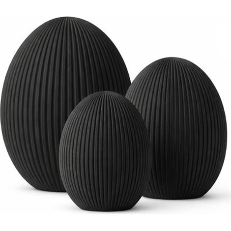 Décoration d'œuf de Pâques moderne et originale - Œuf rayé, 6 cm de haut - Noir