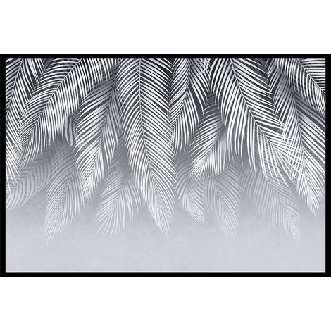 Affiche encadrée feuillage tropical noir et blanc (1/5)