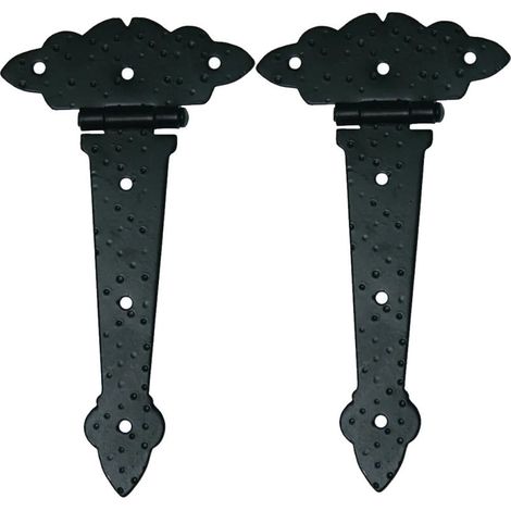 Pack 2 Bisagras de Forja Negra 120x65 mm  Bisagra para Puertas, Portones, Vallas Jardin, Vallas Piscina, Cerradura Exterior (1/5)