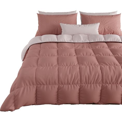 Couette Chaude Hiver 160x260 Bicolore PoudreRose, Double Face, Couette pour lit 1 Personnes, en Microfibre 300g/m², Made in Italy (1/5)