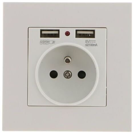 Wall Socket, Wall Electrical Socket with Double USB 5V/2100mA, Recessed Socket with 2 USB Ports Practical and Handy (1/4)