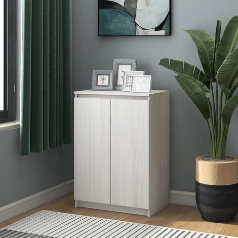 Buffet,Bahut, Meuble de Rangement pour Salon, Bureau Blanc 60x36x84 cm Bois de pin massif FBV30874 (1/5)