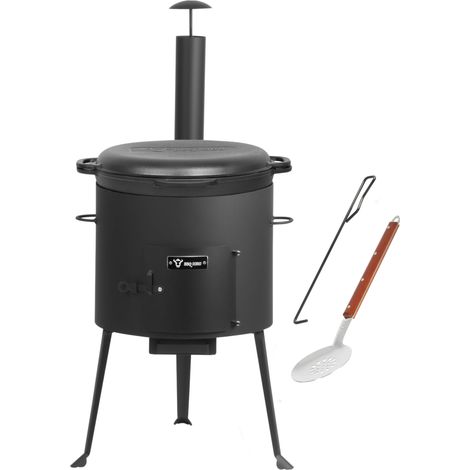 BBQ-Toro Gusseisen Kazan 16 L mit Kazan Ofen Ø 39,5 cm, Gusstopf mit Deckel, Gulaschkessel, Feuertopf (1/5)