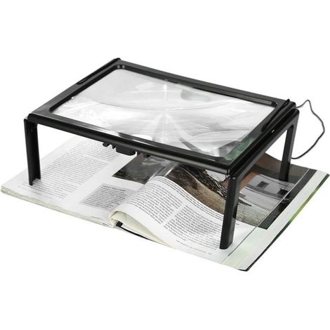 Loupe LED journal pliable ultra mince A4 pleine page loupe loupe lecture loupe loupe avec 3x 4 ampoules LED pour la lecture pour le tricot (1/5)
