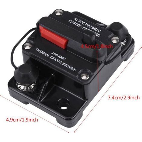 Disjoncteur Automatique - 200 A - 12 V À 24 V CC - Étanche IP67 - Réinitialisation Manuelle - Pour Systèmes Audio Auto (1/5)
