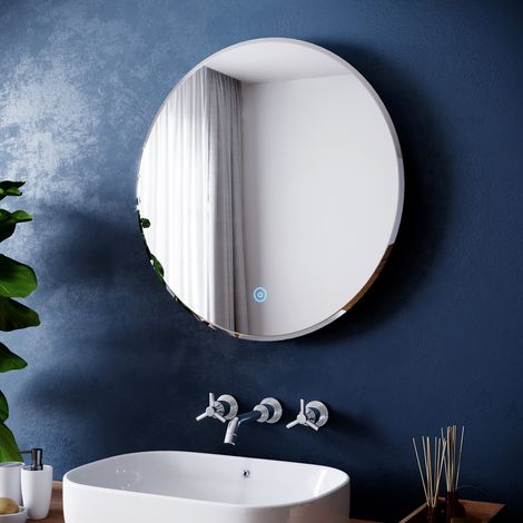 ELEGANT Ambient Light Wall Mounted Bathroom Mirror Fast Anti-Fog Mirror 600x600mm with Sensor Touch control (1/5)