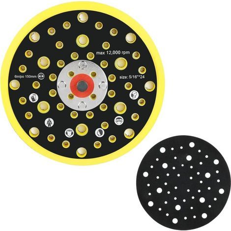 Inch 52 Hole Sanding Pad Compatible with Mirka Deros Abranet Orbital - 150mm Sanding Pad Grinding Disc Set 5/16 Thread Sanding Base for Polishing and Grinding (1/4)
